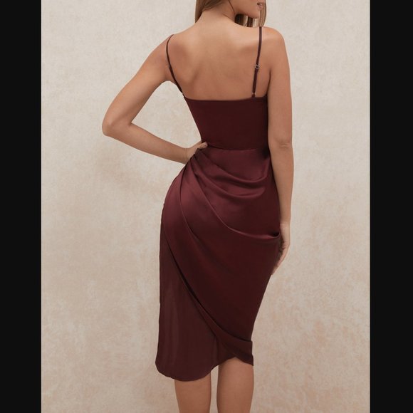 House of CB Reva Satin Blacony Corset Dress - Raisin - Picture 2 of 5